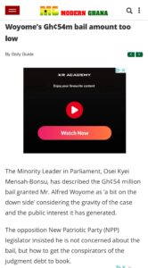 Story:Osei Kyei Bonsu, minority leader's comment on Woyome bail amount