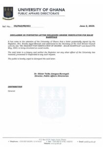 official release from the University of Ghana